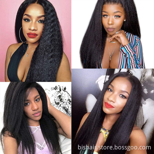 Yaki  Straight Real Human Hair Wig For Women13x4 Yaki Lace Front Wig Real Human Hair  180% Density Full Lace Front Wig